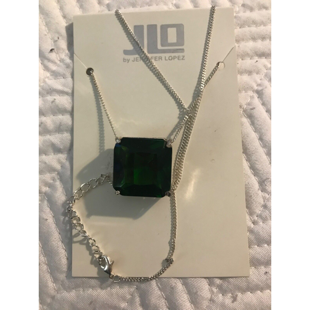 JLo by Jennifer Lopez Emerald Green Square Stone Pendant Necklace